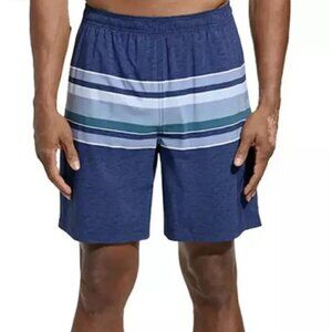 NWOT Kirkland Signature Men's S Swim Trunks Navy & Striped Polyester/Elastane